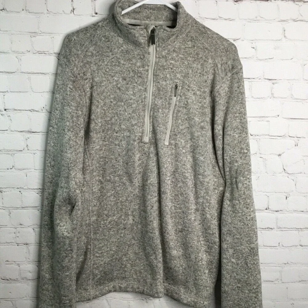 Woolrich Gray Long Sleeve 1/2 Zip MocNeck Fleece Lined‎ Sweater Men L Indonesia
